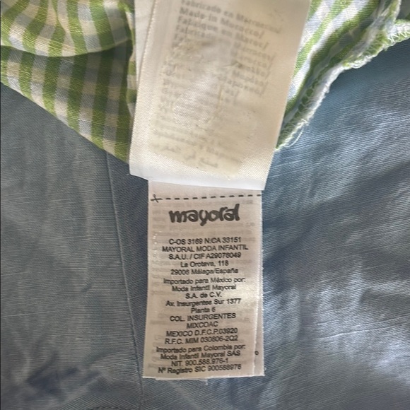 Mayoral Green and White Gingham Button Down Shirt - Picture 7 of 9